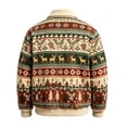 thumbnail image 5 of Sorvello Men's Boho Corduroy Christmas Pixel Print Full Zip Jacket Long Sleeve Loose Fit Collared Coat Top Winter Outerwear with Pockets for Men 2026 Khaki S, 5 of 5