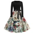 thumbnail image 6 of Christmas Dresses for Women Women's Casual Fashion Round Neck Long Sleeve Christmas Printed Party Vintage Long Dresses for Holiday Gathering,Light Blue,L, 6 of 7