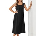thumbnail image 5 of Miluxas Ladies Solid Sleeveless Sleep Dress Square Neck Ruffle Detail Loose Fit Maxi Dress Soft Comfy Nightgown for Relaxing and Home Lounging Black, 5 of 9