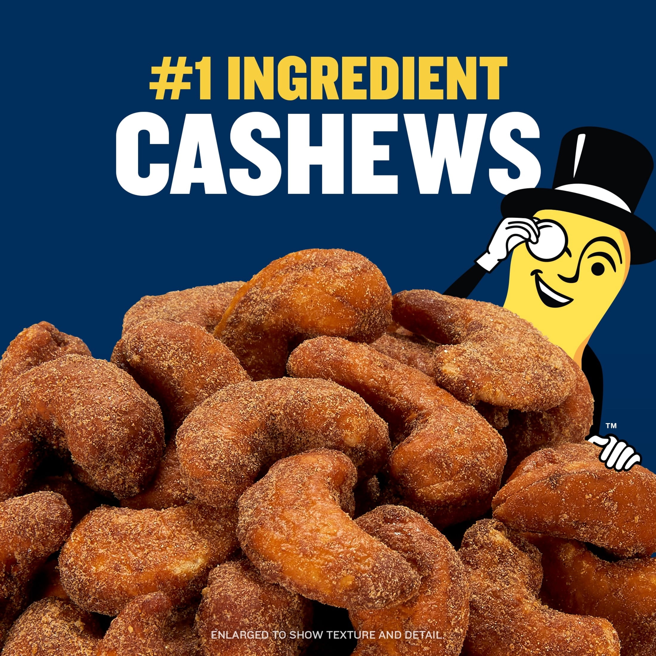 (3 pack) Planters Cinnamon & Brown Sugar Whole Flavored Cashews, Plant Based Protein Snacks for Adults, On-The-Go Snacks, Gluten Free, 5 oz Resealable Package
