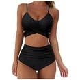 thumbnail image 1 of Pisexur Women's Push Up Bathing Suits Ruched Swimsuits Halter Bandage Two Piece Bikini High Waisted Bikini, 1 of 5