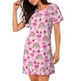 thumbnail image 2 of Yiaed Cute Flamingo Print Women's Loose-Fit Short Sleeve Nightgown, Soft and Comfortable Sleep Dress for Relaxation and Sleepwear, 2 of 6