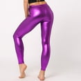thumbnail image 2 of AOMPMSDX Womens Shiny Metallic Leggings High Gloss Skinny Pants Leather Stretch Shaping Tights Trousers L, 2 of 5