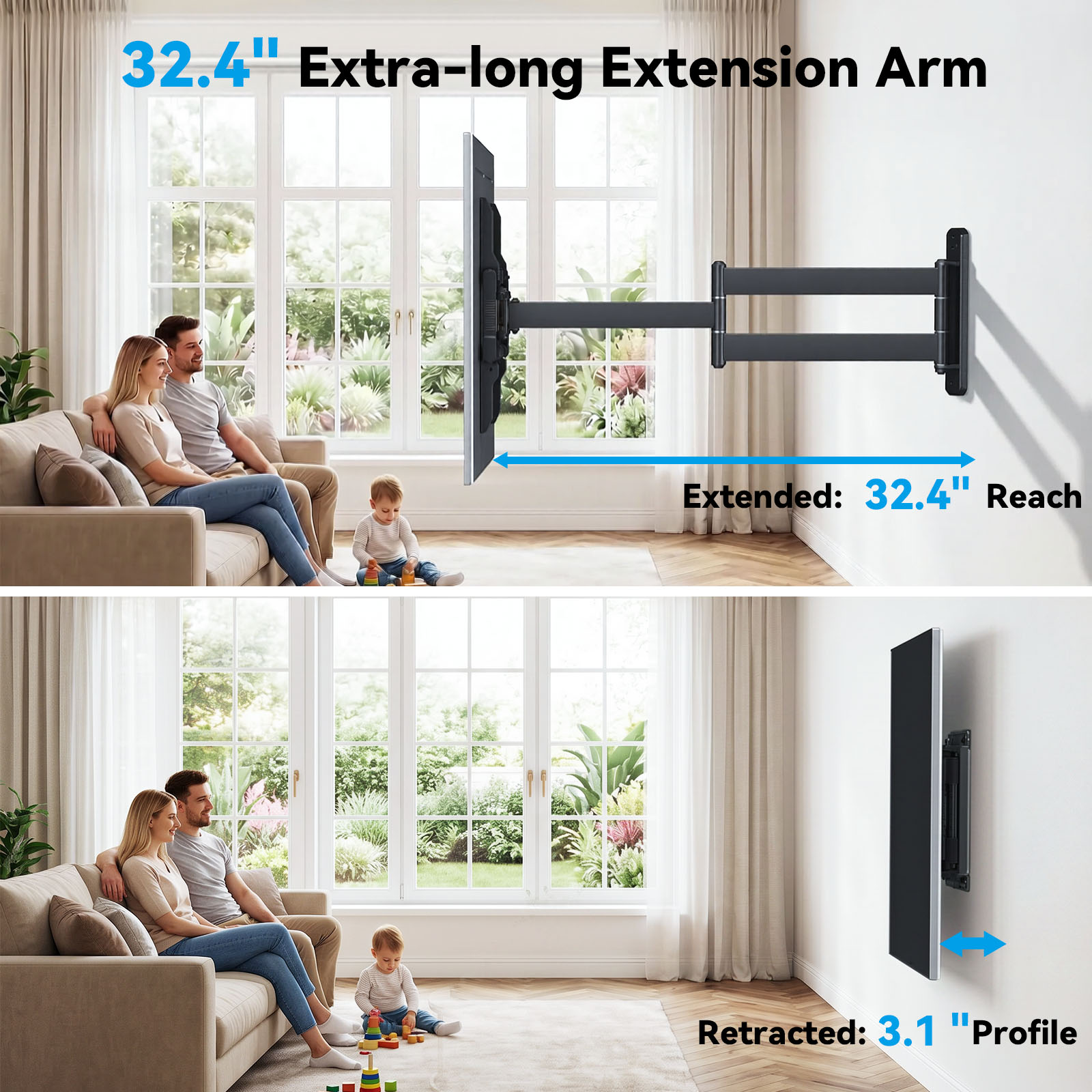 MountFTV Long Arm Full Motion TV Mount for 32-82 Inch TVs photo 3