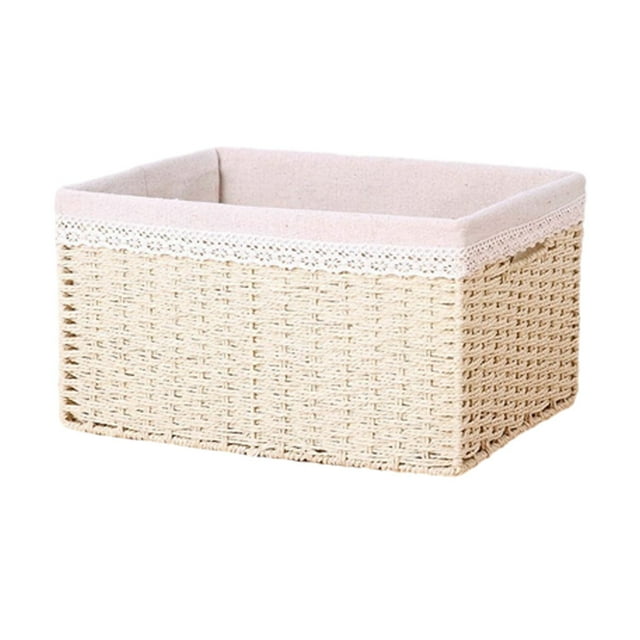 Youkk Carefully Handcrafted Rattan Storage Basket - Durable Friendly Woven Rattan Woven Desktop Organizing Convenient Rattan Sorting Beige 31x21x15