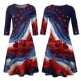 thumbnail image 5 of BOMYJESK Maxi Dresses for Women American Flag Floral Midi Dresses 4th July Summer Dresses Independence Day Art Print Casual Evening Dress for Party Red M, 5 of 6