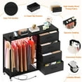 thumbnail image 2 of Homieasy Dresser with Hanging Rack & 4 Drawers, Dresser with Clothes Rack for Bedroom with LED Lights, Charging Staion, Storage Chest with Wheels, Black, 2 of 7