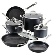 Anolon X Hybrid 10 Piece Nonstick Aluminum Nonstick Cookware Induction Pots and Pans Set, Charcoal Gray