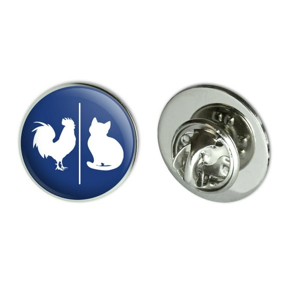 Unisex Men and Women Restroom Sign With Rooster and Cat Metal 0.75" Lapel Hat Pin Tie Tack Pinback