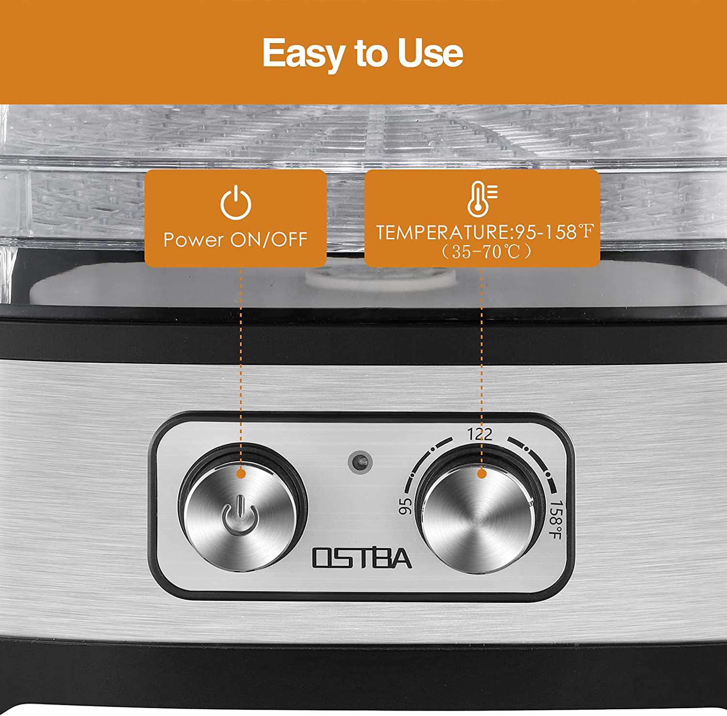 OSTBA Food Dehydrator, Electric Food Dryer Machine, 5 BPA-Free