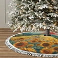 thumbnail image 3 of Christmas Tree Skirt, Field Style Bicycle Young Sunflower Christmas Tree Decorations Indoor, Tree Skirts Mat With Tassel Trim for Halloween New Year Holiday Christmas Party Decor 36 Inches, 3 of 7