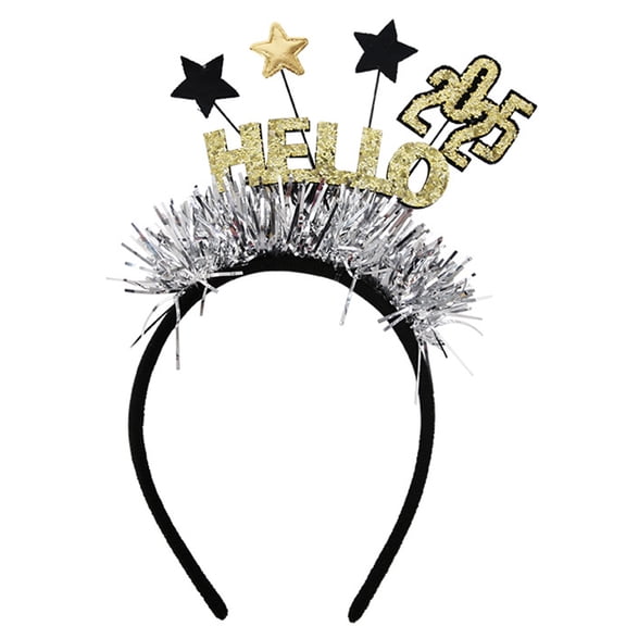New Year Tinsel Headband Blingbling Star Glittering Headwear Tinsel Christmas Party Props Tinsel Present Headband