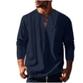 thumbnail image 1 of zbxnLI Mens Linen Shirts Drawstring V Neck Long Sleeve Shirt Lightweight Spring Fall Long Sleeve T-Shirts, 1 of 8