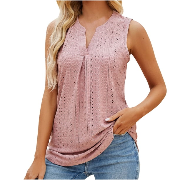 Chaleco delgado con cuello en V y agujeros de color sólido para mujer Tops femeninos OAVQHLG3B Store lin121212