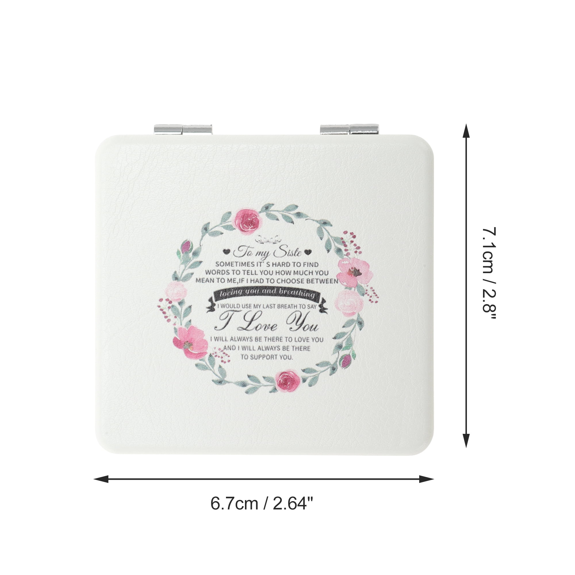 Unique Bargains Women Portable Square Shape Handheld Mirror for Travel White 1 Pc