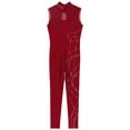 thumbnail image 6 of CHICTRY Women's Sleeveless Rhinestone Gymnastics Unitard Ballet Dance Leotard Skating Jumpsuit Bodysuit Burgundy XL, 6 of 7