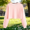 thumbnail image 5 of Miluxas Womens Spring Printed Crop Sweatshirt Floral Graphic Crewneck Long Sleeve Pullover Top Casual Going Out Streetwear Pink, 5 of 5