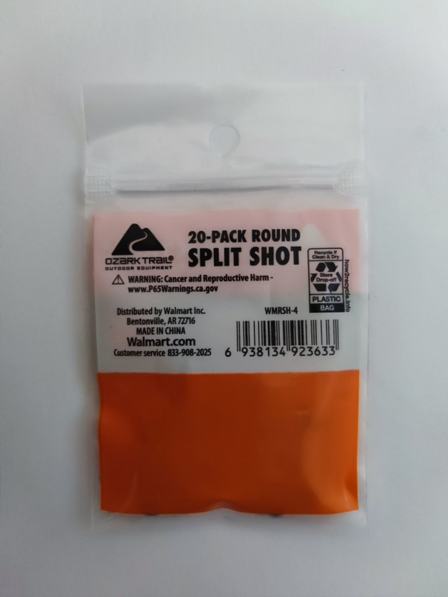 Ozark Trail Round Split Shot Size 4, Fishing Lead Weight, Product Size 0.30x0.33in