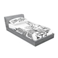thumbnail image 2 of Ambesonne Black White Fitted Sheet & Pillow Sham Set, Old City Sketch, Twin, Black White, 2 of 2
