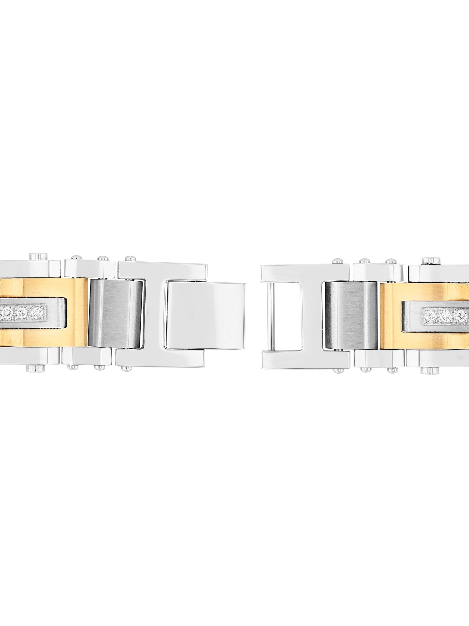 Mens 1/2 ctw Lab-Grown Diamond Two-Tone Stainless Steel Link Bracelet
