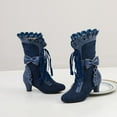 thumbnail image 6 of YLYL Women Lolita Kitten Heels Mid Calf Boots Mid Heel Sweet Bow Lace up Kawaii Dress Boots, 6 of 6