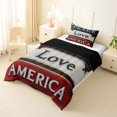 thumbnail image 2 of Manfei Peace Love America Twin Comforter Sets,Vintage Farmhouse Bedding Set,White Red,Black Reversible,2 Pieces,1 Comforter and 1 Pillowcase, 2 of 7