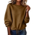 thumbnail image 3 of HongQid Womens Cropped Sweatshirt Crew Neck Adjustable Drawstring Hem Long Sleeve Soft Short Cut Fall Clothes Ladies Trendy Casual Pullover Top, 3 of 8