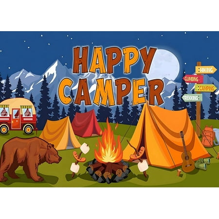 Image of 7x5ft Camping Backdrop Forest Scene Camping Photography Background Camping Photo Backdrop Camping Theme Party Decoration Photo Studio Props CP-431
