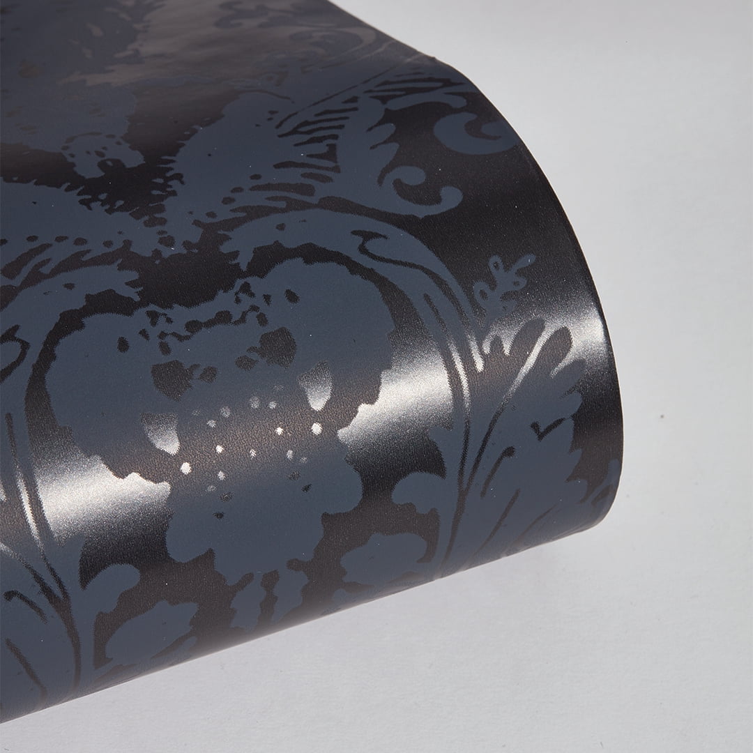 Tempaper Textured Damask Black Peel and Stick Damask Wallpaper, 20.5" x 16.5'