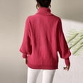 thumbnail image 4 of Women's Casual and Fashionable High Neck Long Sleeve Knitted Solid Color Top Sweater for Elegant and Comfortable Styles,Red,S, 4 of 5