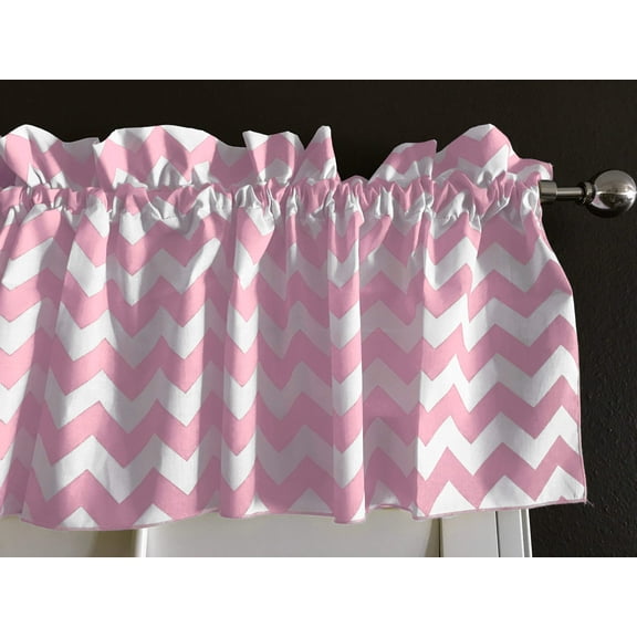 cotton zig zag chevron window valance 58 wide pink
