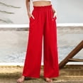 thumbnail image 3 of AWXNJUX Linen Pants Women Women's Elastic High Waisted Fashionable Wide Leg Pants With Slimming and Drapey Wide Leg Pants Pants Womens Womens Pants (Red2,L), 3 of 6