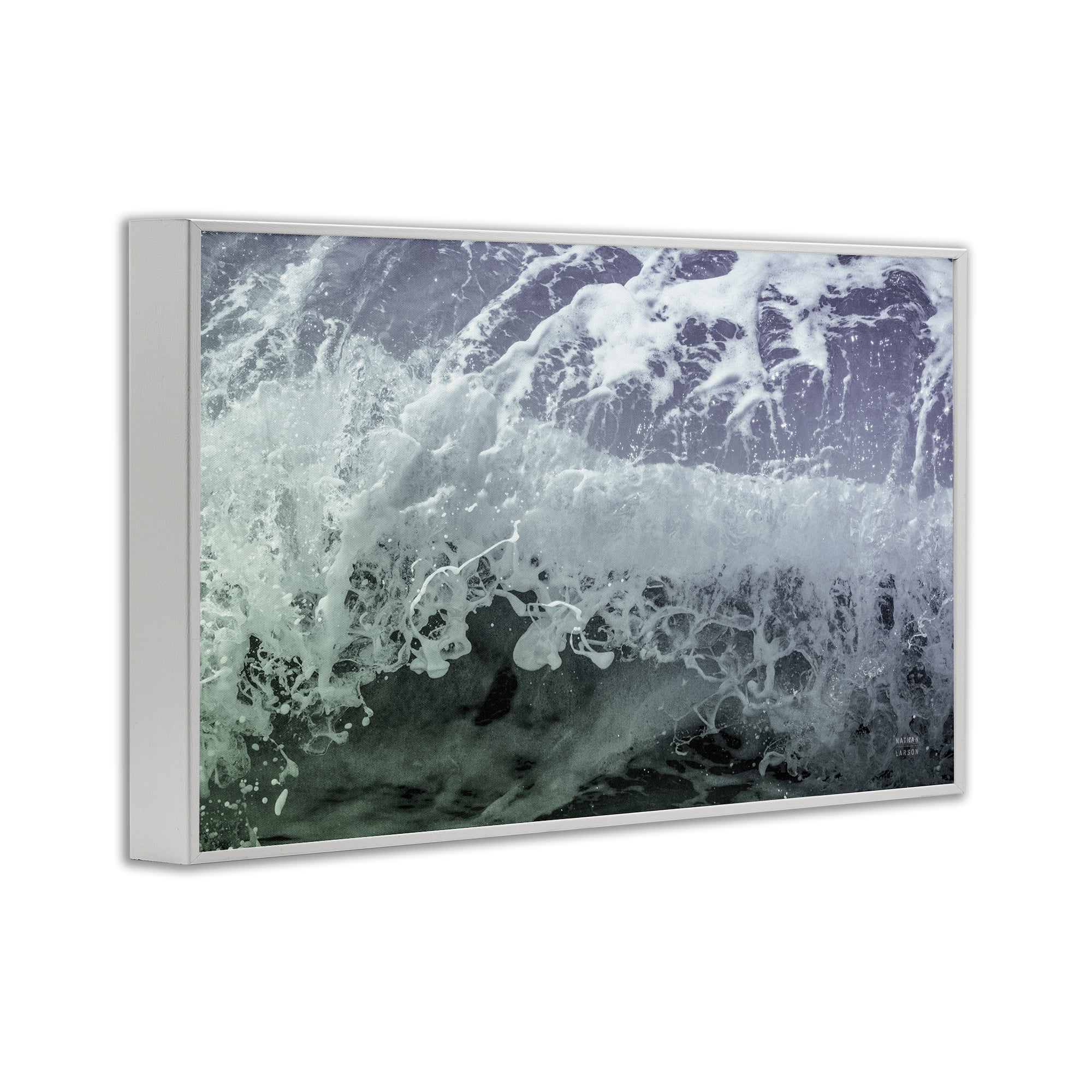 Stupell Industries Splashing Blue Waves Landscape Photography White Framed Art Print Wall Art, 30 x 20