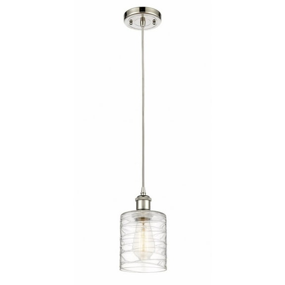 516-1P-PN-G1113-LED-Innovations Lighting-Cobbleskill-1 Light Mini Pendant in Art Nouveau Style-5 Inches Wide by 8 Inches High Polished Nickel Clear