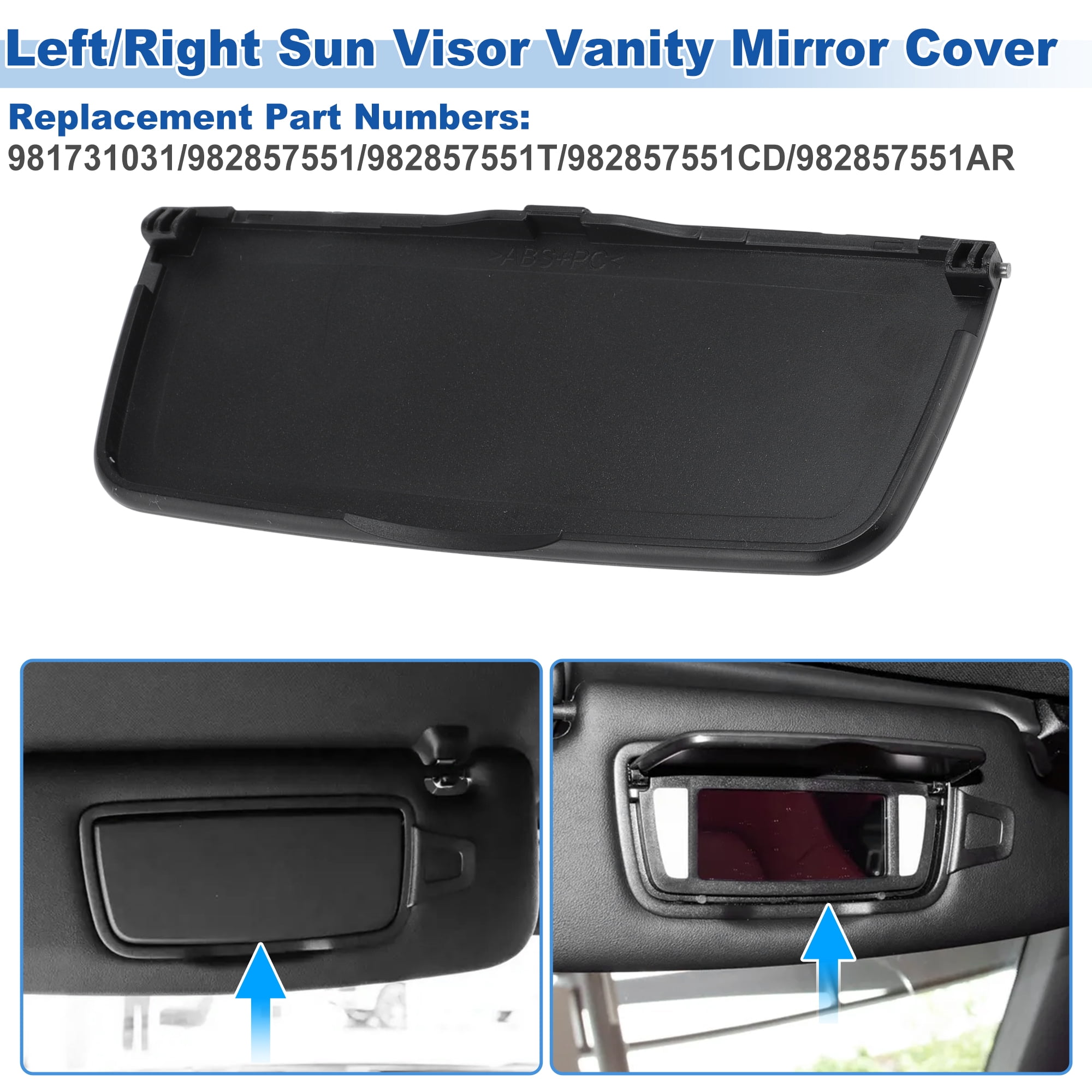 Unique Bargains Sun Visor Mirror Cover for Porsche Boxster Cayman 981 2014-2016 Black