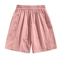 thumbnail image 6 of Womens Quick Dry Shorts High Waist Stretchy Straight Leg Bermuda Shorts with Pockets Casual Summer Athletic Lounge Pants Pink 2XL, 6 of 6