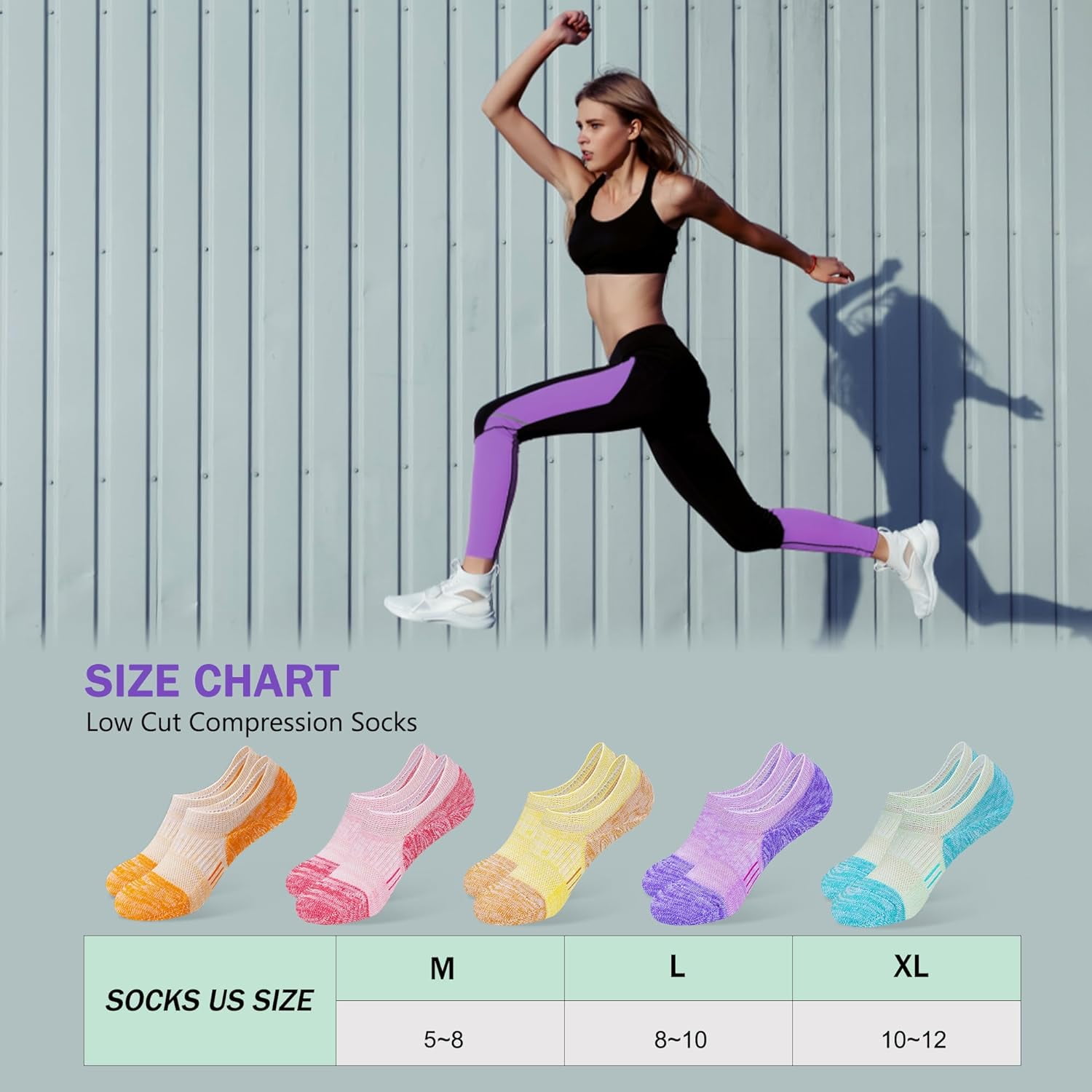 No Show Socks Womens Athletic Cushion Ankle Footies Low Cut Socks 5-6 Pairs