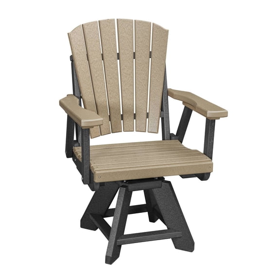 Dining Swivel Chair - Weatherwood Polyethylene Outdoor Armchair - 22x18.5"