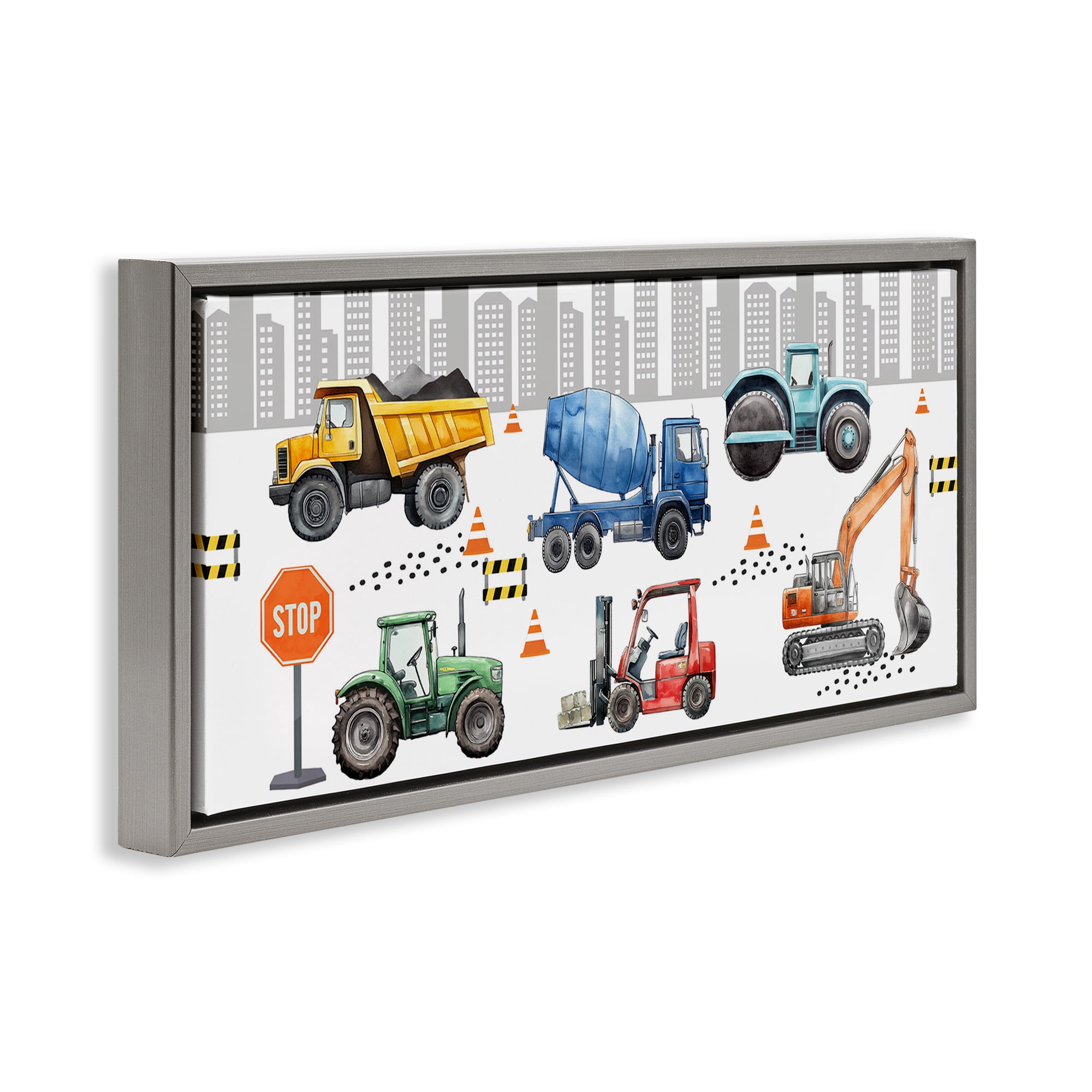 Stupell Industries City Keeps On Moving Gray Framed Floater Canvas Wall Art, design by Christine Simpson Art