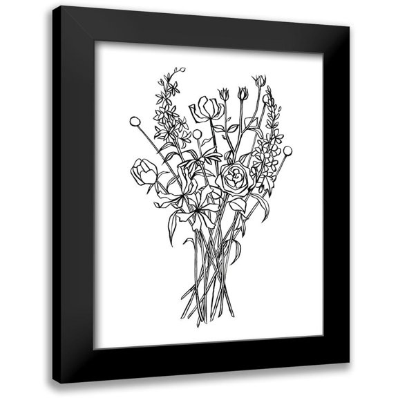 Scarvey, Emma 12x14 Black Modern Framed Museum Art Print Titled - Black and White Bouquet III