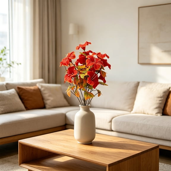 Dongrere Fall Artificial Flower Bush, Faux Autumn Floral Stems for Thanksgiving Farmhouse Indoor Home Decor, 19.7 Inch, B