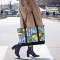thumbnail image 4 of FORMRS Canvas Laptop Tote Bag for Women with 15.6" Computer Compartments Shoulder Handbag, Green Lemon Plaid, 4 of 7