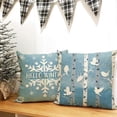 thumbnail image 4 of Hello Winter Snowflake Decorative Throw Pillow Covers 18x18 Set of 4, Let It Snow Wonderland Reindeer Bird Blue Cushion Case Decor, Snowy Forest Seasonal Farmhouse Home Decoration for Sofa Couch, 4 of 5