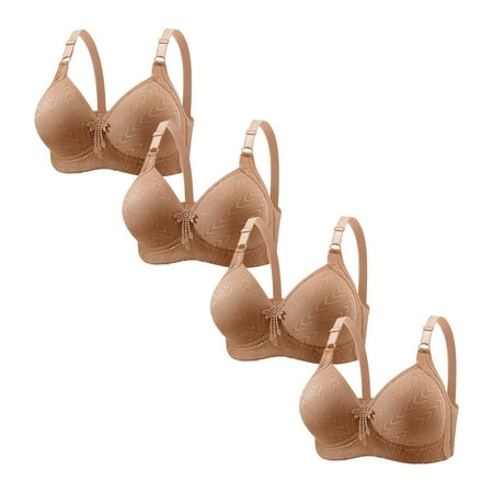 DondPO Bras for Women Bras For Women No Underwire Adjustable Bras Full Coverage Support Bralette Plus Size Everyday Bra Pack Of 4 Seamless Bras for Women Push Up Bra Brown L Clearance