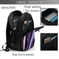 thumbnail image 5 of Travel Shoulder Computer Backpack 18 X 13.4 X 8.3in With Usb Cable And Music Jack Multi-Space Pocket Violet White Stripe_4, 5 of 7
