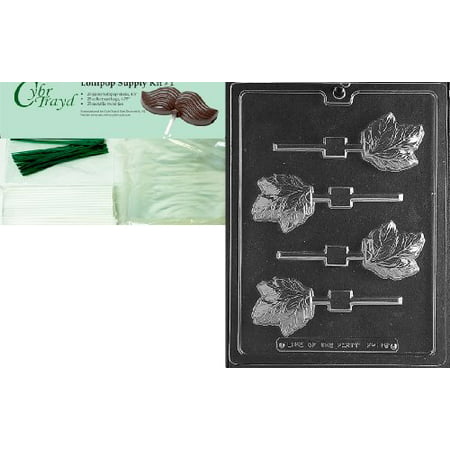 Cybrtrayd Leaf Lolly Fruits and Vegetables Chocolate Candy Mold with Lollipop Supply Bundle of 25 Lollipop Sticks, 25 Cello Bags, 25 Green Twist Ties and (Best Juicer For Vegetables And Leafy Greens)