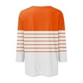thumbnail image 5 of BRGZLK Womens 3/4 Length Sleeve Tops Fashion Striped Printed Tee Loose Round Neck Casual Basic T Shirt Orange XL, 5 of 5
