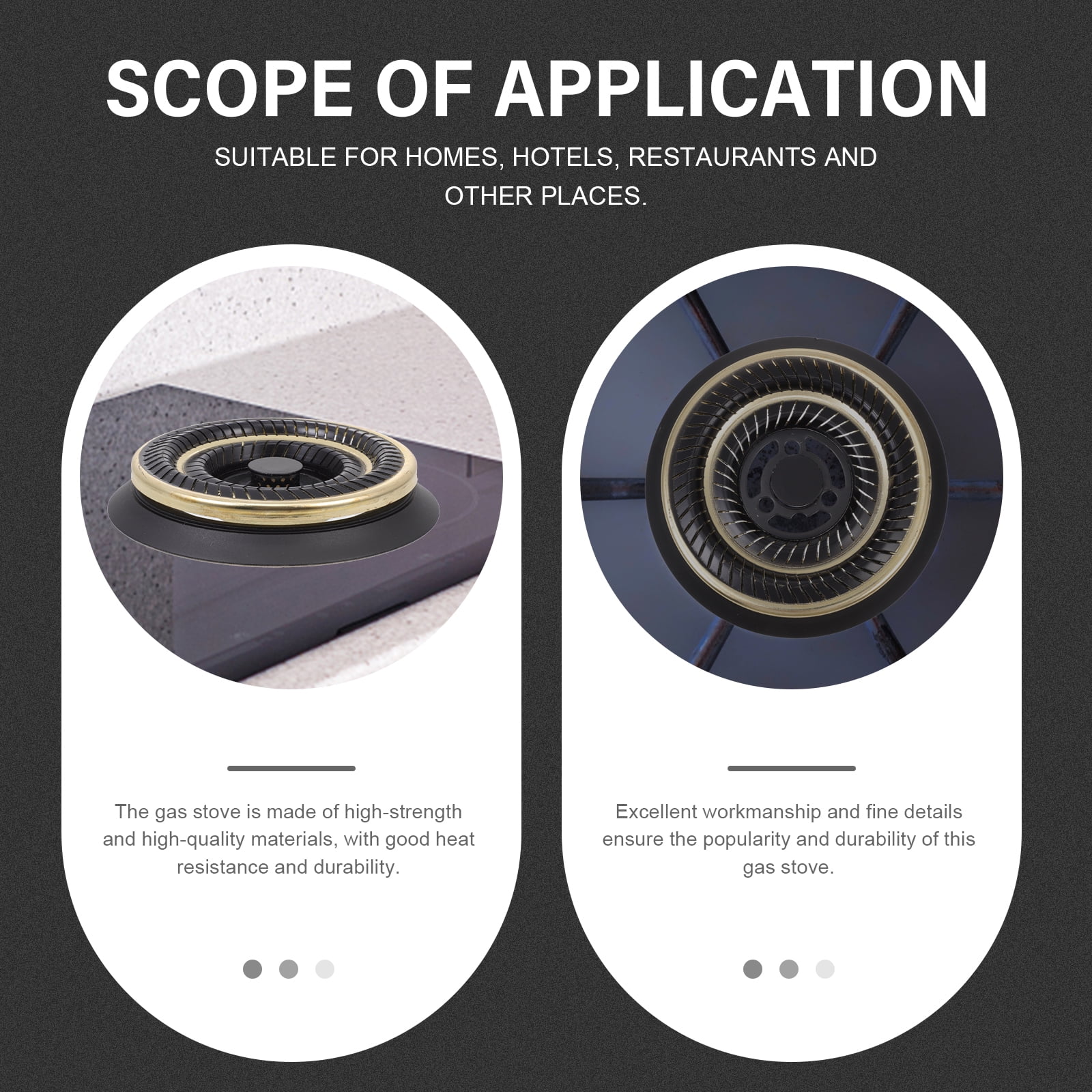 SOPOTUTU Practical Gas Stove Black High-Strength Materials for Home Cooking 3Pcs