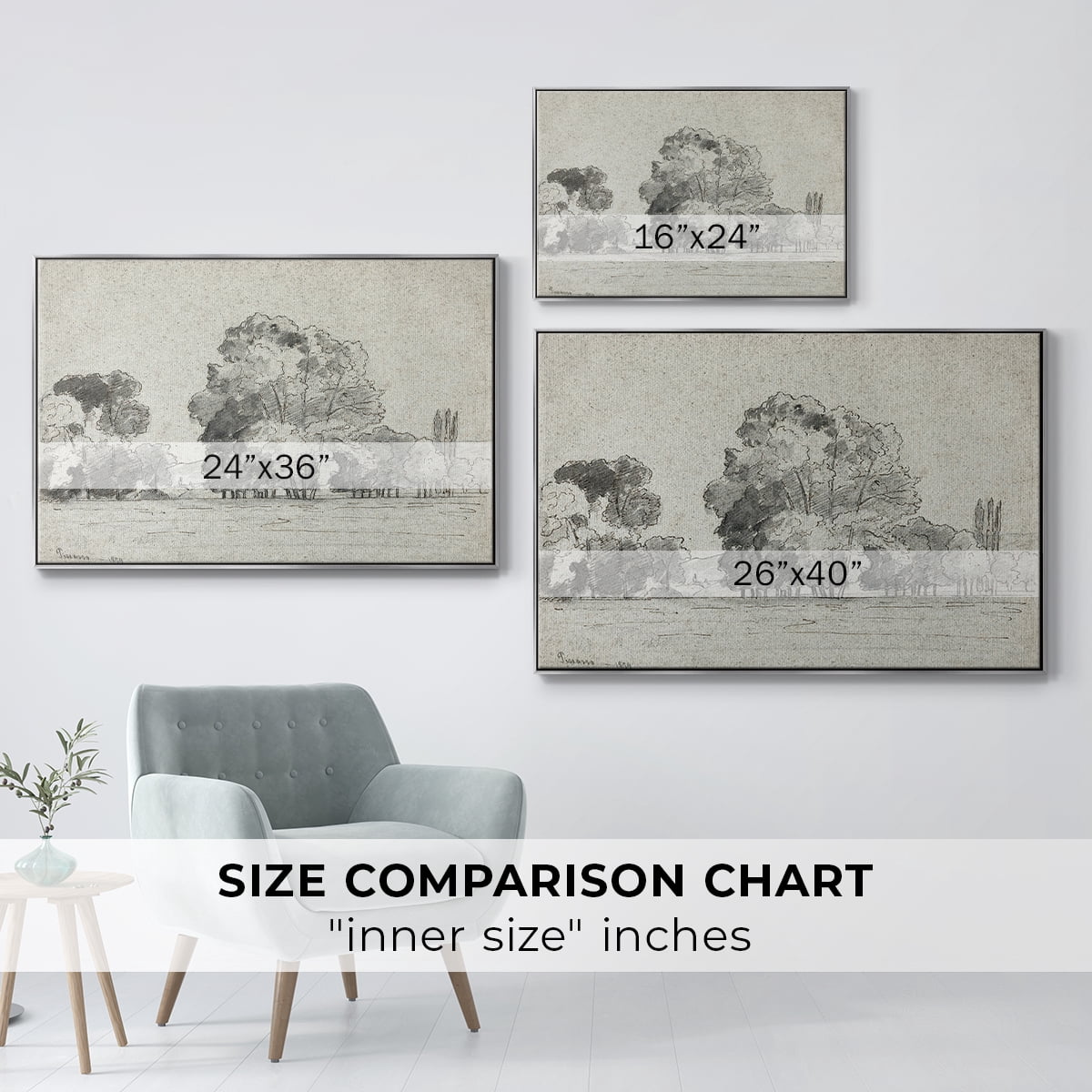 Vintage Landscape-MXIII By Wexford Home Framed in Silver Wood Gallery Wrapped Canvas 25 in. x 37 in.