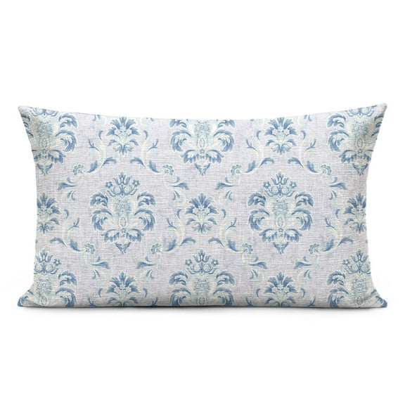 Blue Grey Baroque Pillow Covers 12x20 Inch Linen Decorative Square Throw Pillow Covers for Home Sofa Bedroom Outdoor Indoor